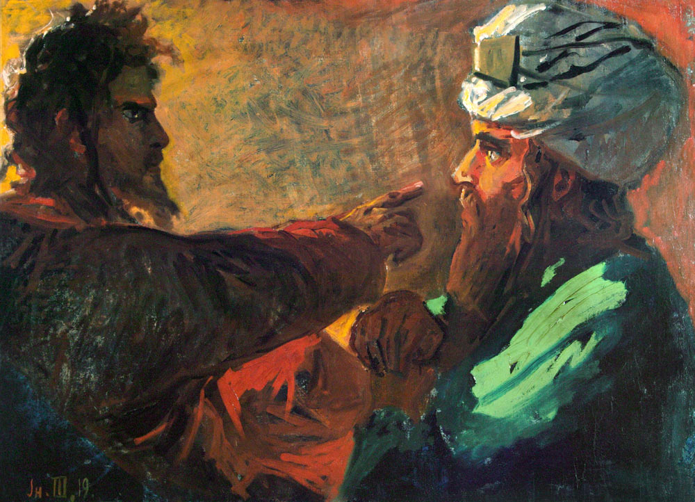 Christ and Nicodemus (Study) a Nikolai Nikolajewitsch Ge