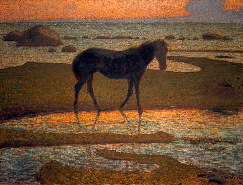 Horse on the Beach (Summer Night) a Nils Edvard Kreuger