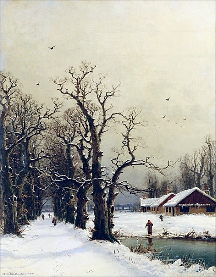 Winter scene, 19th century a Nils Hans Christiansen