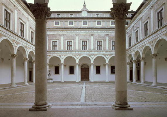 View of the Cortile d'Onore (Courtyard of Honor) designed by Luciano Laurana (c.1420-1502) c.1470-75 a 