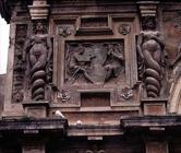 The 'Fontana dell'Organo' (Fountain of the Organ) detail of caryatids and reliefs, designed by Pirro