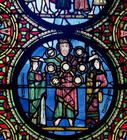 The Ark of the Covenant window, detail of God with the Church and the Synagogue, 12th century (stain