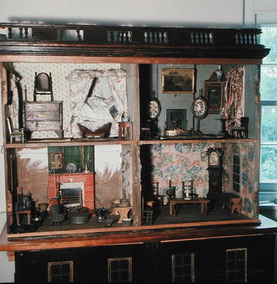 English Doll's House with original contents and wallpaper, c.1800 a 