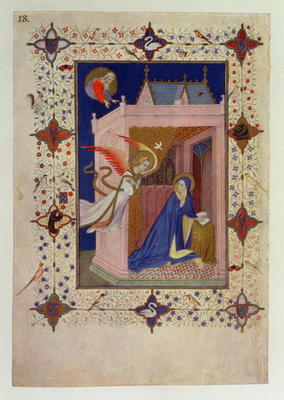 MS 11060-11061 Hours of Notre Dame: Matins, The Annunciation, French, by Jacquemart de Hesdin (fl.13 a 