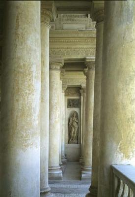 The Loggia di Davide (or D'Onore) interior showing columns of the garden facade designed by Giulio R a 