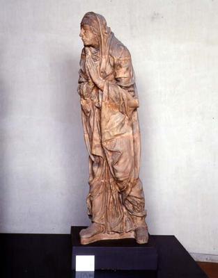 Angel from an Annunciation scene, sculpture by School of Mantua (terracotta) a 