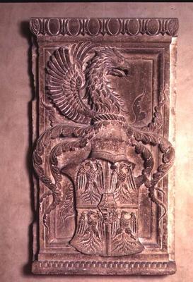 Coat of arms of the Gonzaga family, 15th century (limestone) (pair of 78772) a 