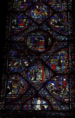 Scenes from the Life of Charlemagne (747-814) from the ambulatory, c.1215-35 (stained glass) (see al a 