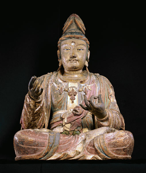 A Highly Important Polychrome Wood Figure Of Guanyin a 
