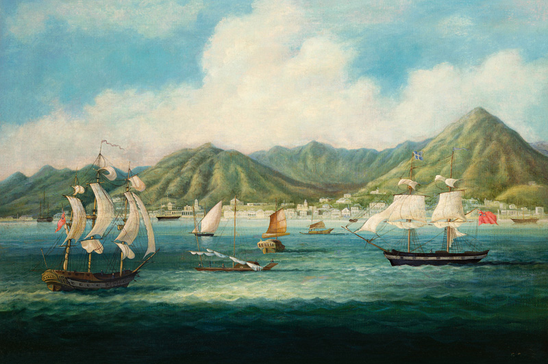 A View Of Victoria, Hong Kong With British Ships And Other Vessels a 
