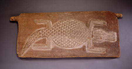 A Baule Wood Door  With A Relief Carving In The Form Of A Crocodile a 