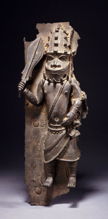A Benin Bronze Figure From A Plaque In High Relief a 