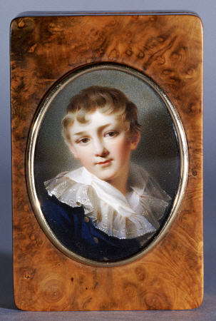 A Birch Wood Box, The Cover Set With A Portrait Of Alexander Pavlovich (1777-1825), Later Tsar Alexa a 