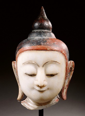 A Burmese, Shan Style, Alabaster Head Of Buddha Shakyamuni, 18th Century a 