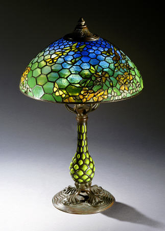 A ''Butterfly'' Leaded Glass And Bronze Table Lamp a 