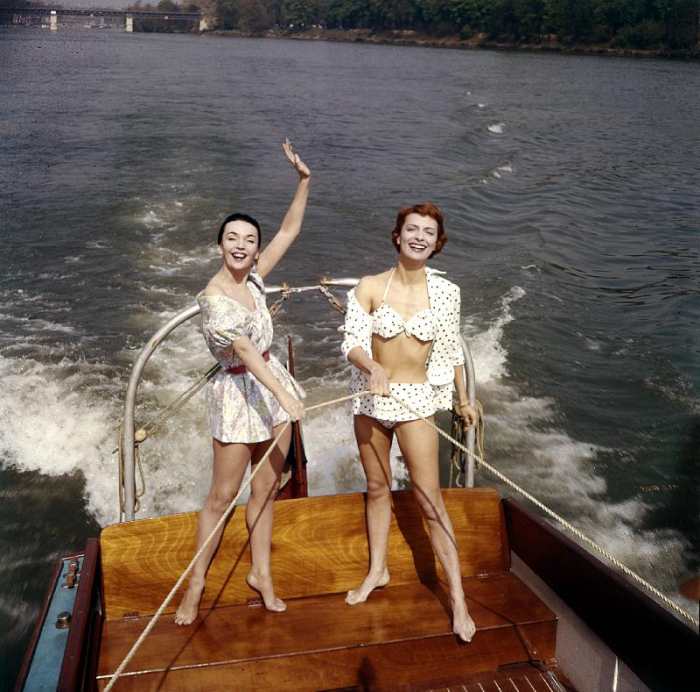 Actresses Ludmilla Tcherina and Andree Debar on A Boat a 