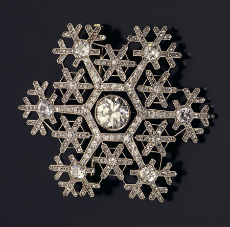 A Diamond And Platinum-Mounted Snowflake Brooch By Faberge, Circa 1908-1913 a 