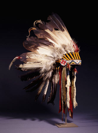 A Fine Sioux War Bonnet, Sewn With Twenty-Nine Eagle Feathers a 