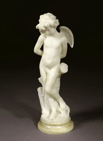 A French White Marble Figure Of Cupid, By Delongue, Late 19th Century a 