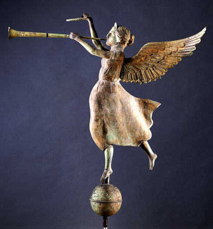 A Gilded And Molded Copper Weathervane Of The Angel Gabriel a 