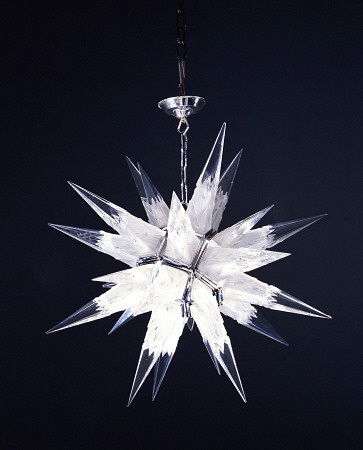 A Glass And Metal 1930s Chandelier Of Star Form With Etched And Polished Spike Projections a 