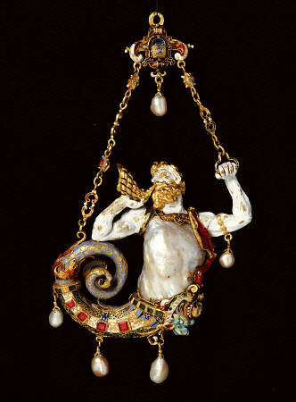A Jewel Formed As A Merman Blowing A Conch a 