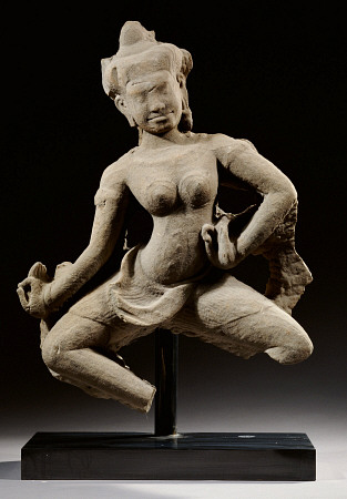 A Khmer, Baphuon Style, Sandstone Figure Of An Apsara Standing In Dancing Posture, 11th Century, 61 a 
