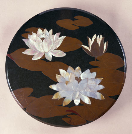 A Large Circular Lacquer Box And Cover Decorated In Iroe Hiramakie, Ishime-Ji And Stained Mother Of a 