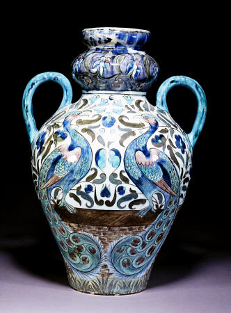 A Large Iznic Vase Designed By William De Morgan (1839-1917), Decorated In The Damascus Manner With a 