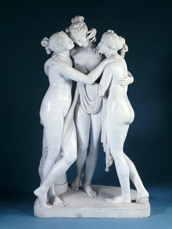 A Lifesize White Marble Group Of The Three Graces, After Canova, 19th Century a 