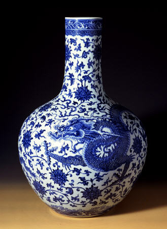 A Magnificent Blue And White Massive ''Dragon'' Bottle Vase a 