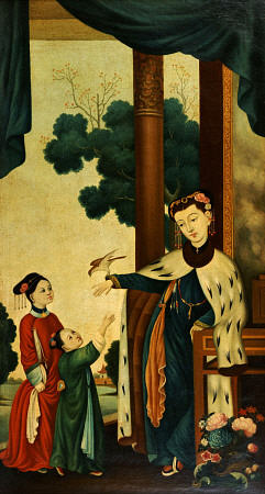 A Mandarin''s Wife With Their Two Daughters a 
