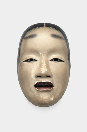 A Mask  Signed Deme Mitsunao, Edo Period (19th Century)  The Wood Mask With Gofun Ground, Painted Wi a 