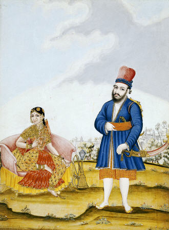 A Moghul Nobleman With His Wife a 