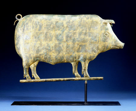 A Molded And Copper Gilded Copper Pig Weathervane a 