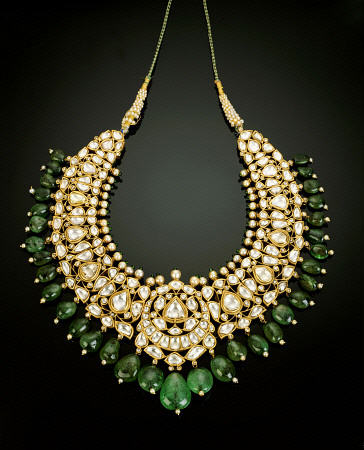 An Antique Diamond, Emerald And Enamel Necklace a 