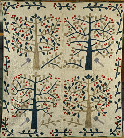 An Appliqued Cotton Quilted Coverlet American, Mid 19th Century a 