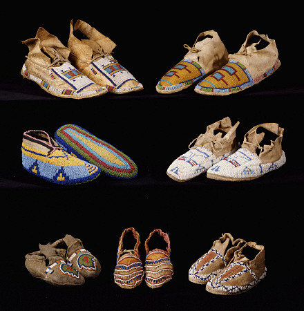 An Assortment Of Arapaho, Crow, Western Sioux, Apache And Blackfeet Adult And Child''s Beaded Hide M a 