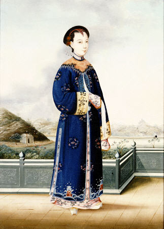 An Elegantly Dressed Chinese Hong Merchant''s Wife a 