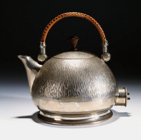 A Nickel-Plated Electric Kettle, Designed 1909 By Peter Behrens (1869-1940), For Aeg, With Turned Wo a 