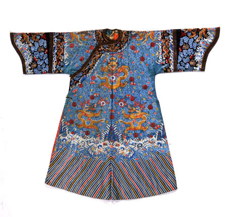 An Imperial Consort''s Formal Court Robe (Chi''fu) Of Turquoise Satin, Embroidered In Silks And Couc a 