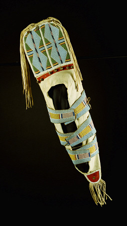 An Important Crow Beaded Hide Cradleboard a 