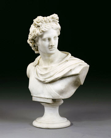An Italian White Marble Bust Of The Apollo Belvedere After The Antique, Second Half 19th Century a 