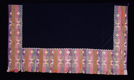 An Osage Woman''s Shawl, Of Blue Trade Cloth, Decorated On Three Sides Of The Border With Ribbon App a 