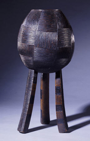 An Ovoid Swazi Vessel With Chequerboard Horizontal And Vertical Grooves a 