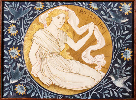A Painted And Gilt Earthenware Plaque Entitled ''Morning? a 