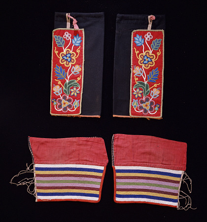 A Pair Of Crow Beaded Cloth Woman''s Leggings And A Pair Of Ojibwa (Chippewa) Beaded Cloth Man''s  L a 