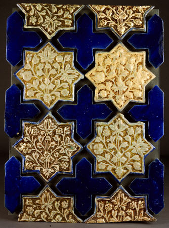 A Panel Of Kashan Lustre Stellar And Cobalt Cruciform Tiles, 13th Century a 