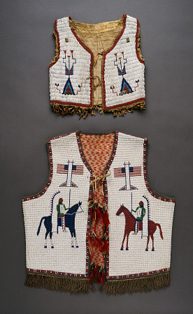 A Plains Beaded Hide Child''s Vest And A Sioux Pictoral Beaded Vest a 