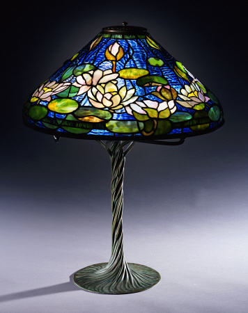 A ''Pond Lily'' Leaded Glass & Bronze Table Lamp a 